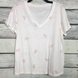 Maurices 24/7 Lemon Print V Neck Tee L